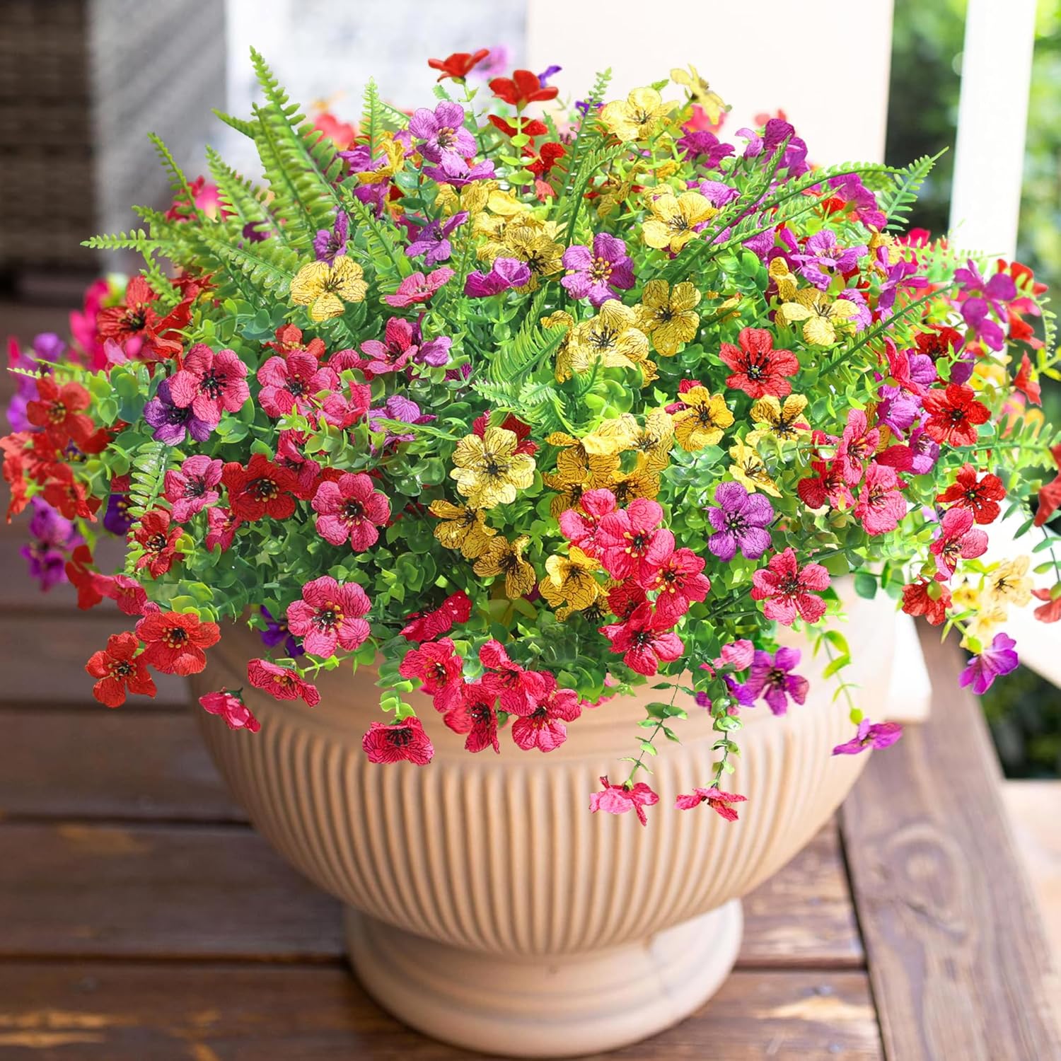 HyeFlora Artificial Faux Outdoor Flowers Plants for Summer Outside Dec ...