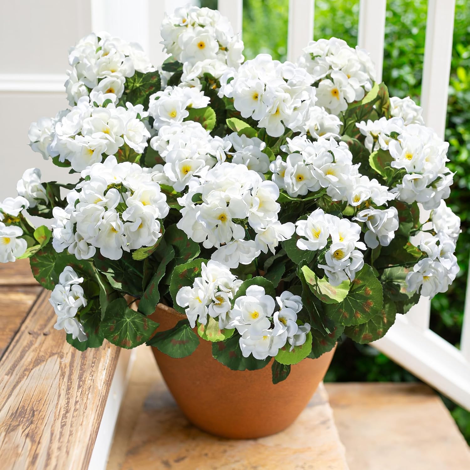 Artificial Geranium Fake Flowers for Outdoors Decoration, 6 Bundles Si ...